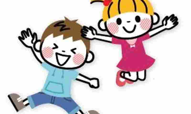 Tegnet illustration af to børn, der danser